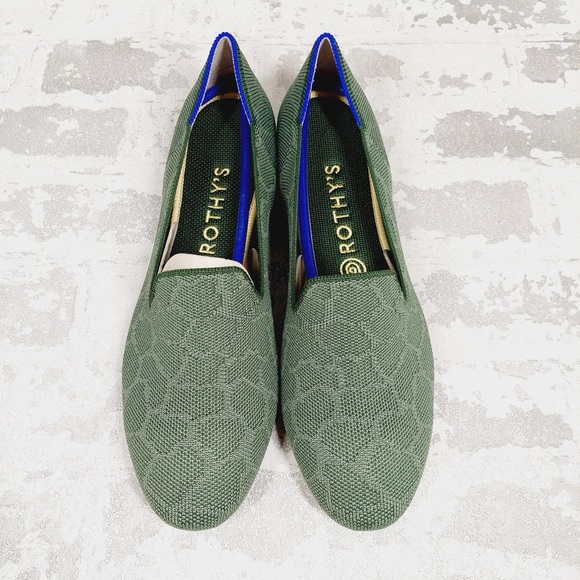 NEW Rothy's The Flat Safari Green Sage Giraffe Round Toe Slip On Loafers F559 - Picture 5 of 8